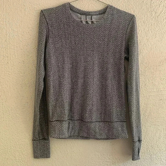 Lululemon Rush Hour Long Sleeve Hazy Heather Heathered White Heathered Black Sz4 - Picture 3 of 9